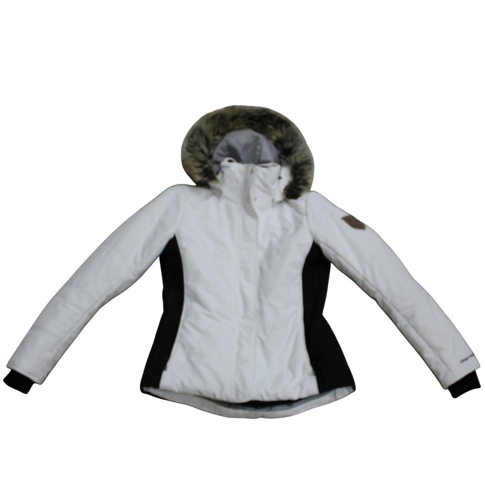 Obermeyer Tuscony II Ski Jacket Women 4 White Black Good Faux